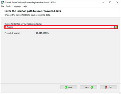 select a target folder