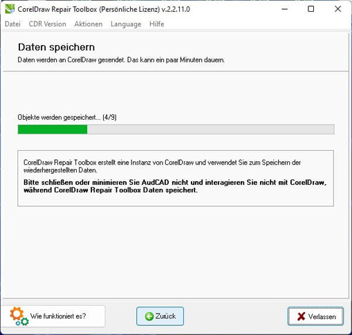 Weiterleiten der Datei an CorelDraw