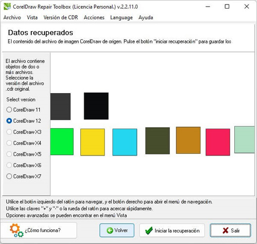 Vista previa del contenido recuperable
