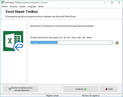 Seleccionar una hoja de cálculo dañada de Microsoft Excel