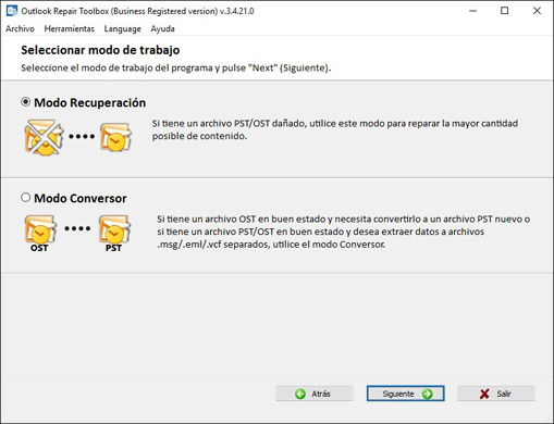 Explorando y visualizando el contenido del archivo pst seleccionado