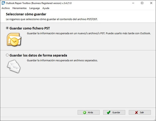 Guardando la información recuperada de Microsoft Outlook